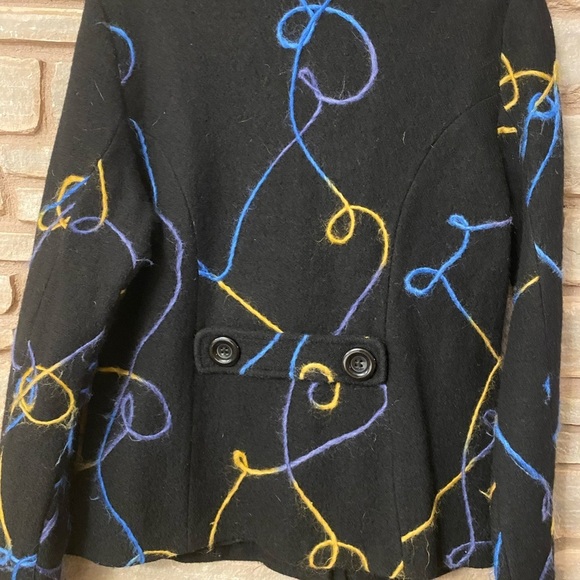 Luciano Dante Jacket Womens Size M Black with Yarn detail 100% Wool Coat black - Picture 3 of 10